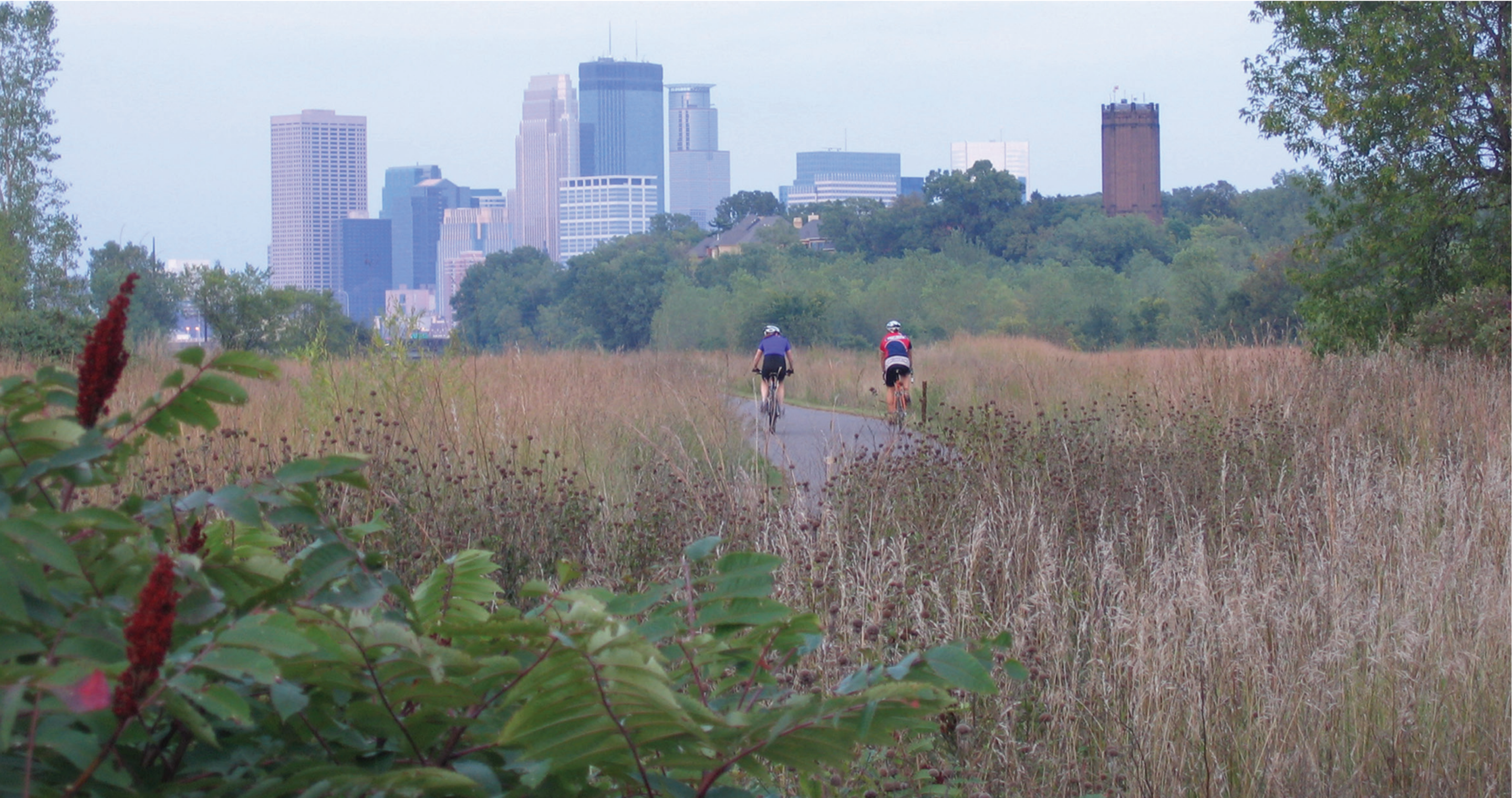 The Cedar Lake Trail seen cutting though its prairie.
