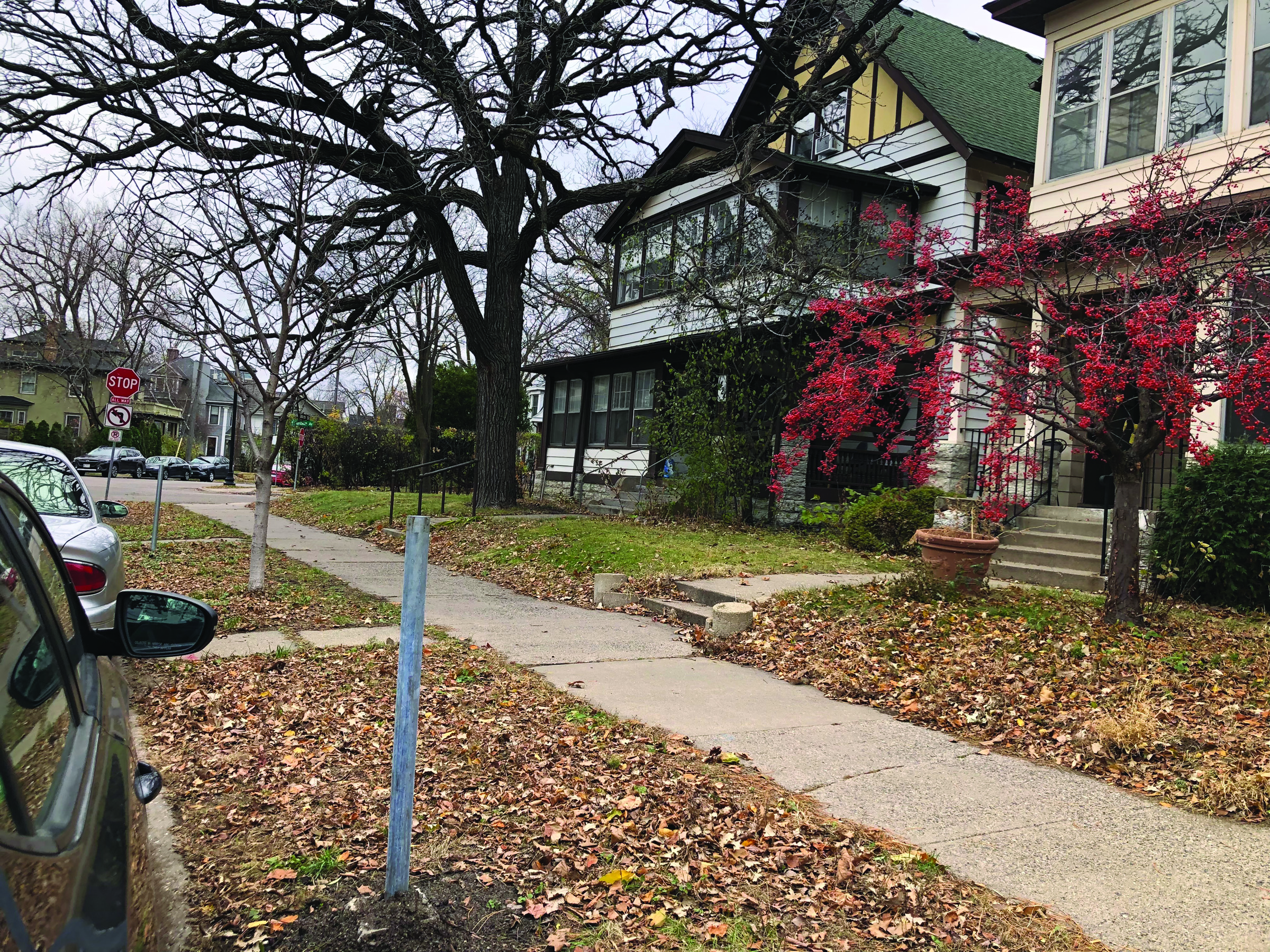 The future site of a parking meter off Hennepin Avenue. Many businesses and residents are concerned about the potential impact on neighborhood livability and business viability.