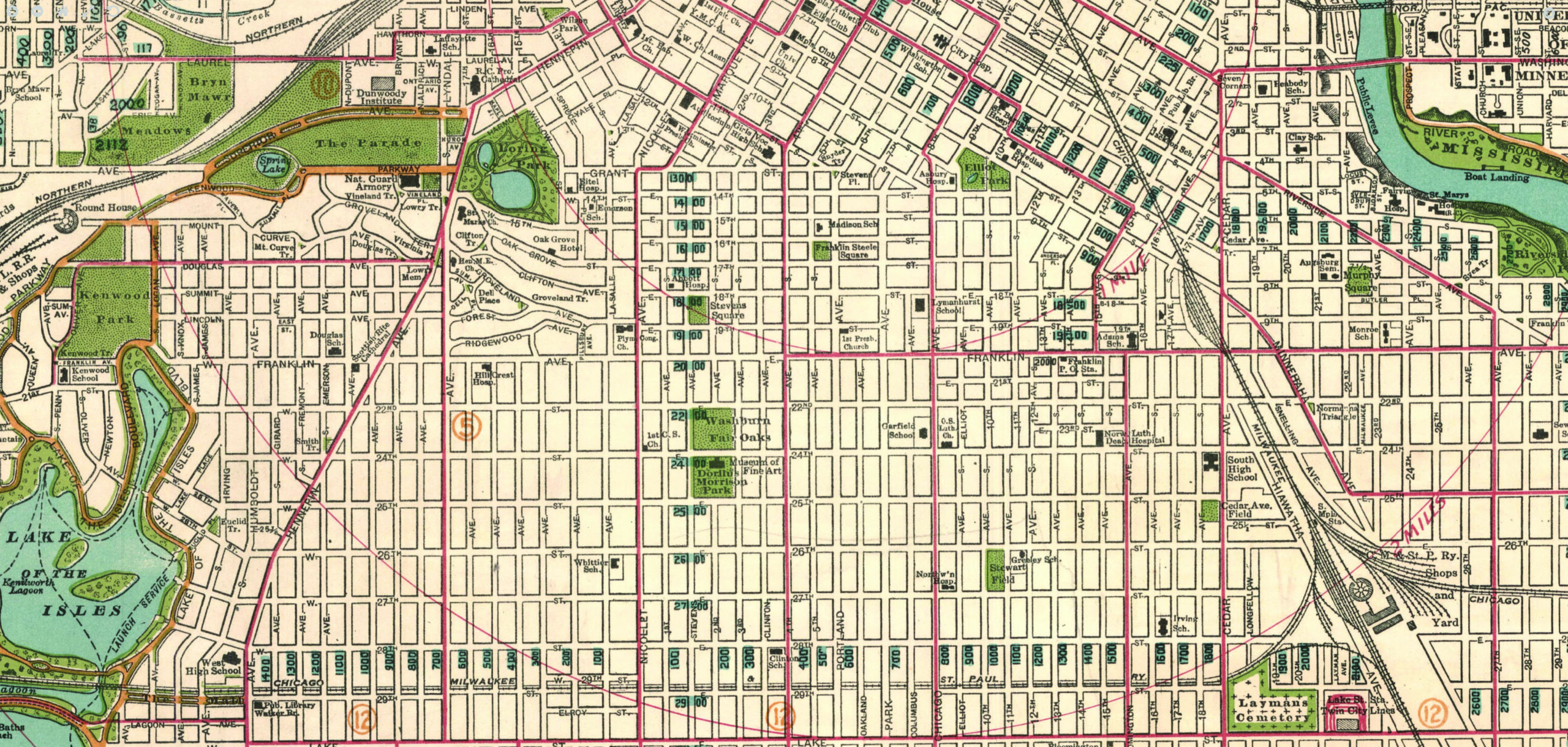 Map of Minneapolis and Saint Paul, Minnesota